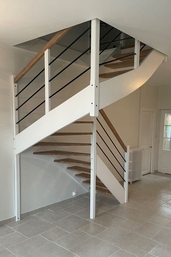 Henault & Cie : Escalier bois avec 1/4 tournant